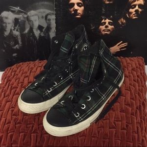 GREEN TARTAN CONVERSE HI-TOPS